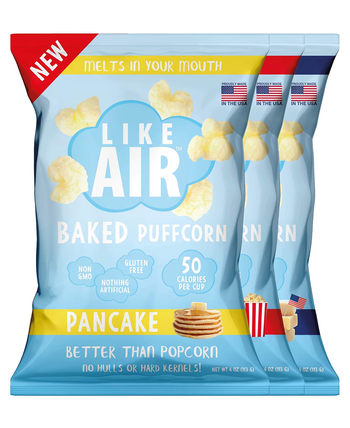 Like Air Puffcorn Variety Pack - 3 Large Multi-Serve Bags - 6 Ounce (Pack of 2) - Unique & Delicious Snack