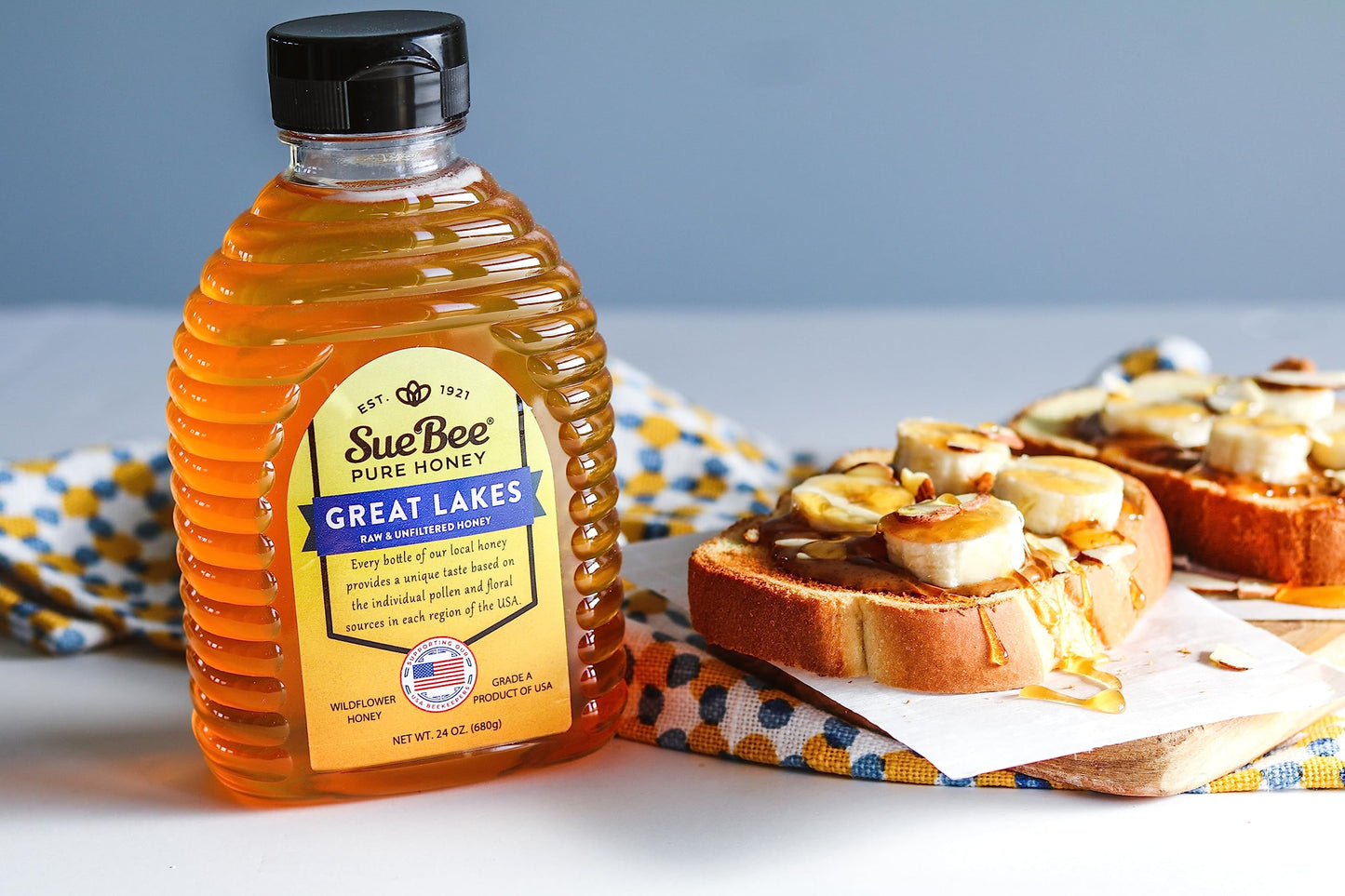Sue Bee Honey Regional Great Lakes Usa Honey, Strained, Unfiltered Beekeeper-Owned Co-Op Honey, 24-Ounce