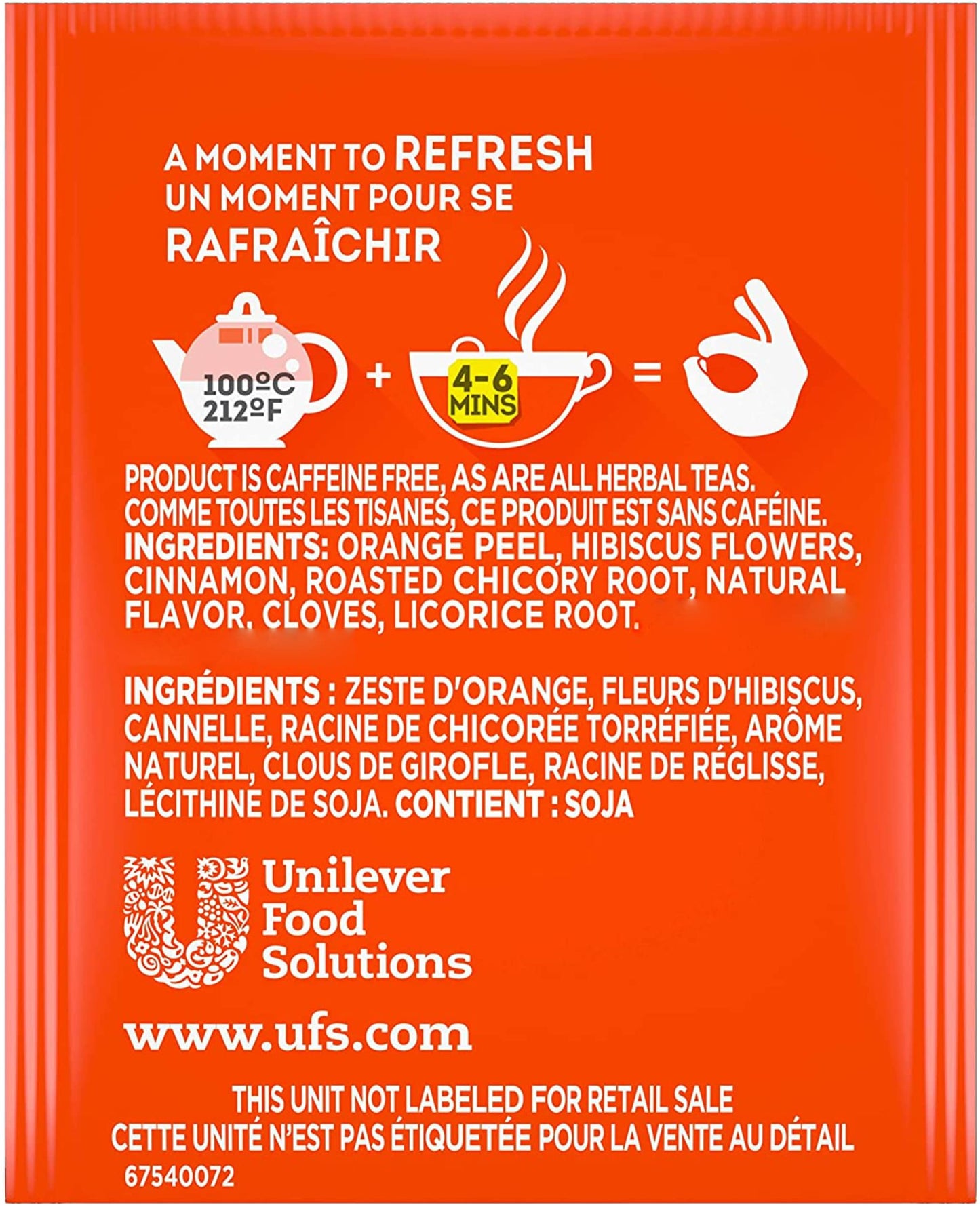 Lipton Caffeine Free Orange Herbal Tea, 28 Tea Bags, 2.1oz Box (Pack of 3)