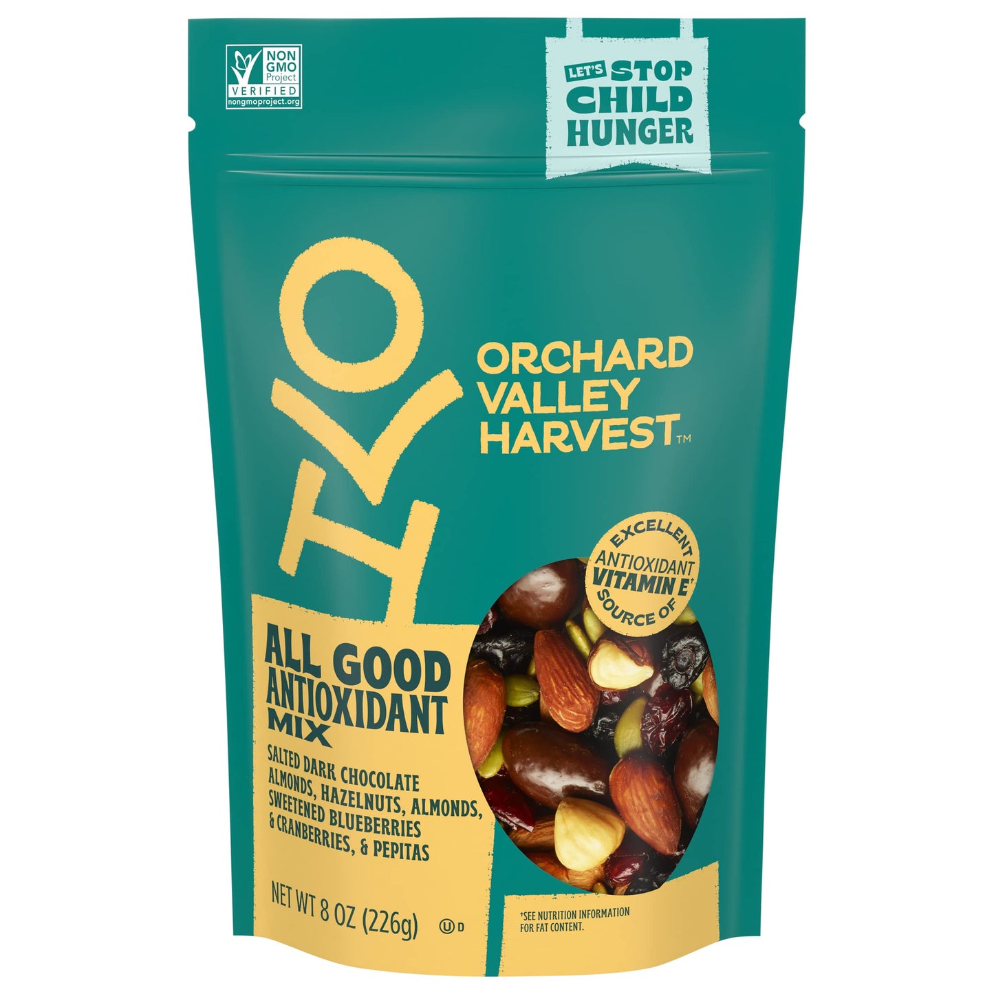 Orchard Valley Harvest All Good Antioxidant Mix, 8 Oz Resealable Bag, Made With Real Pink Himalayan Sea Salt, Dark Chocolate Alm