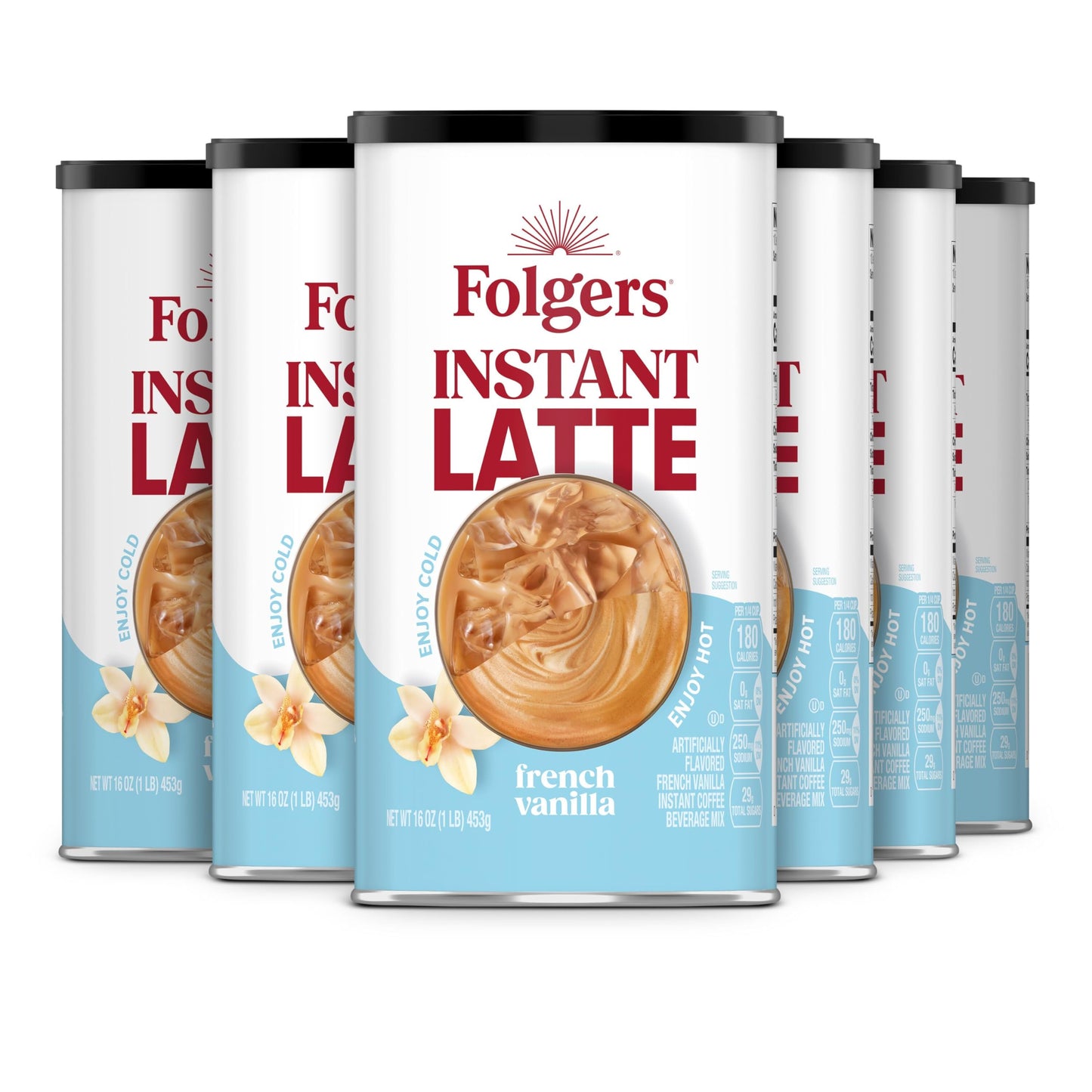 Folgers French Vanilla Instant Latte, 16 Ounce (Pack of 6)