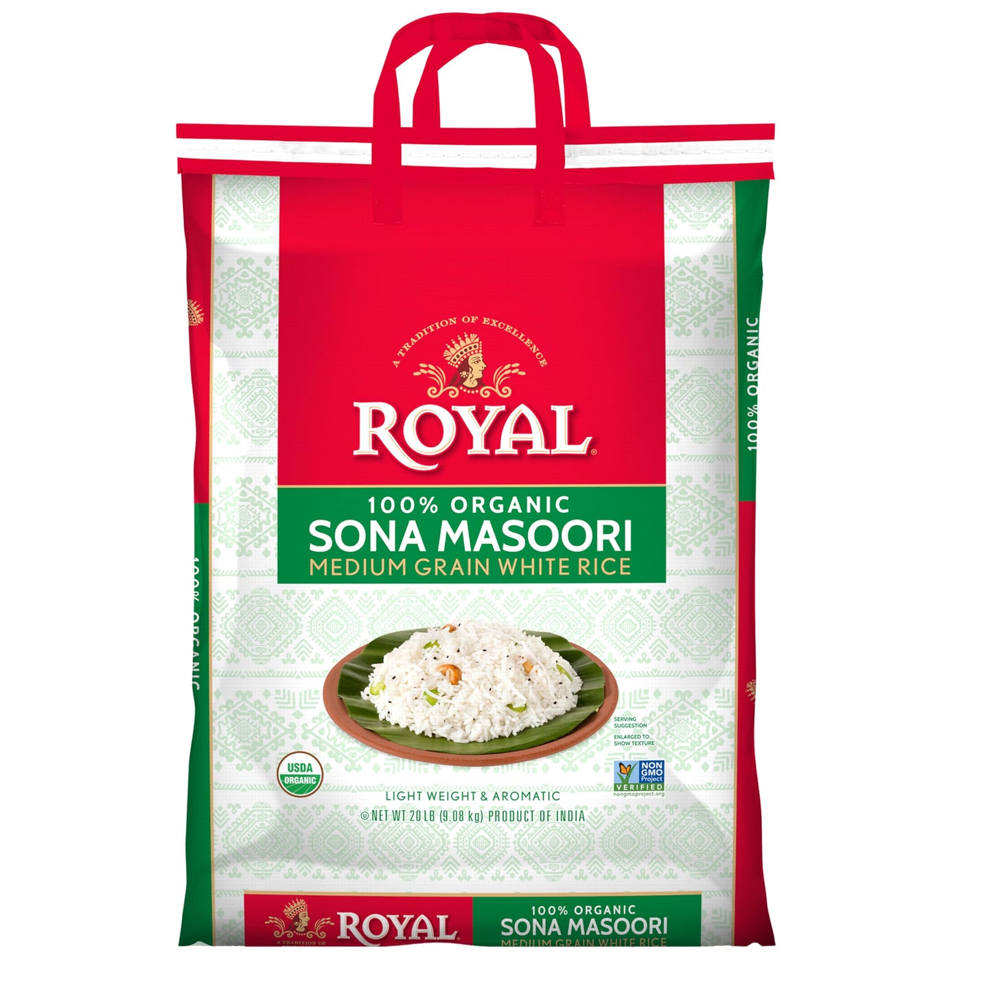 Royal Organic Sona Masoori Rice, 20 Pound