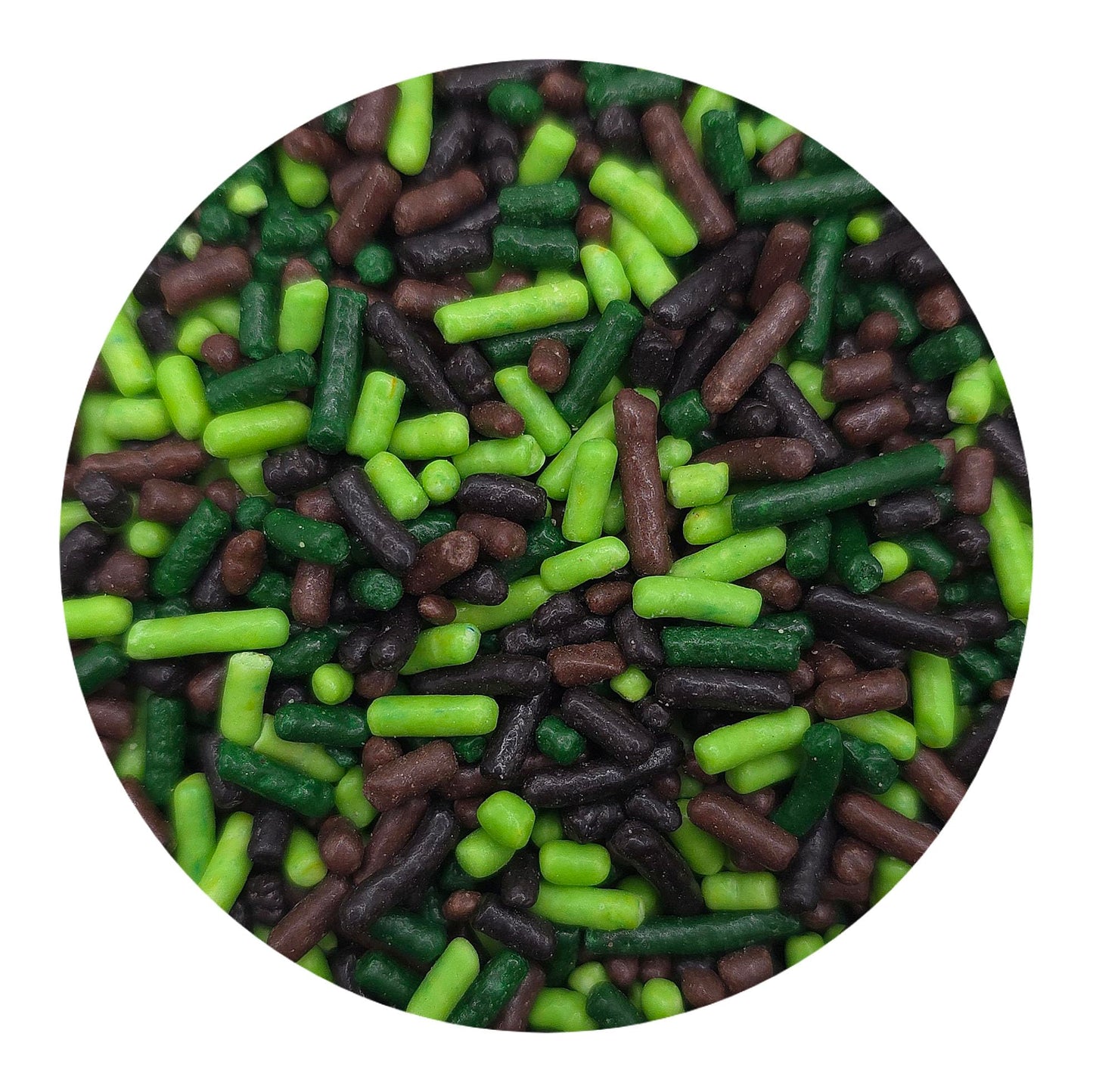 NCS Edible Jimmies Sprinkles, 8 oz - Woodland Green, Lime Green, Brown, Black for Cupcakes, Cookies, Cakes, Donuts