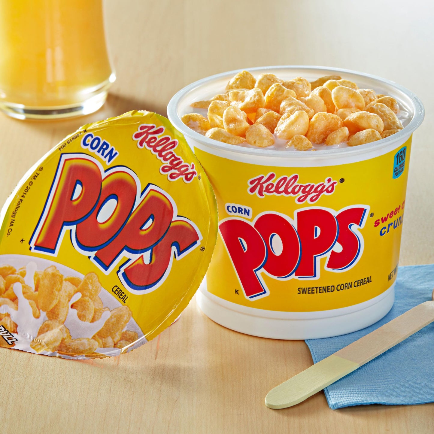 Corn Pops Cold Breakfast Cereal Cups, Original, 8 Vitamins & Minerals, 1.5 oz (Pack of 12)