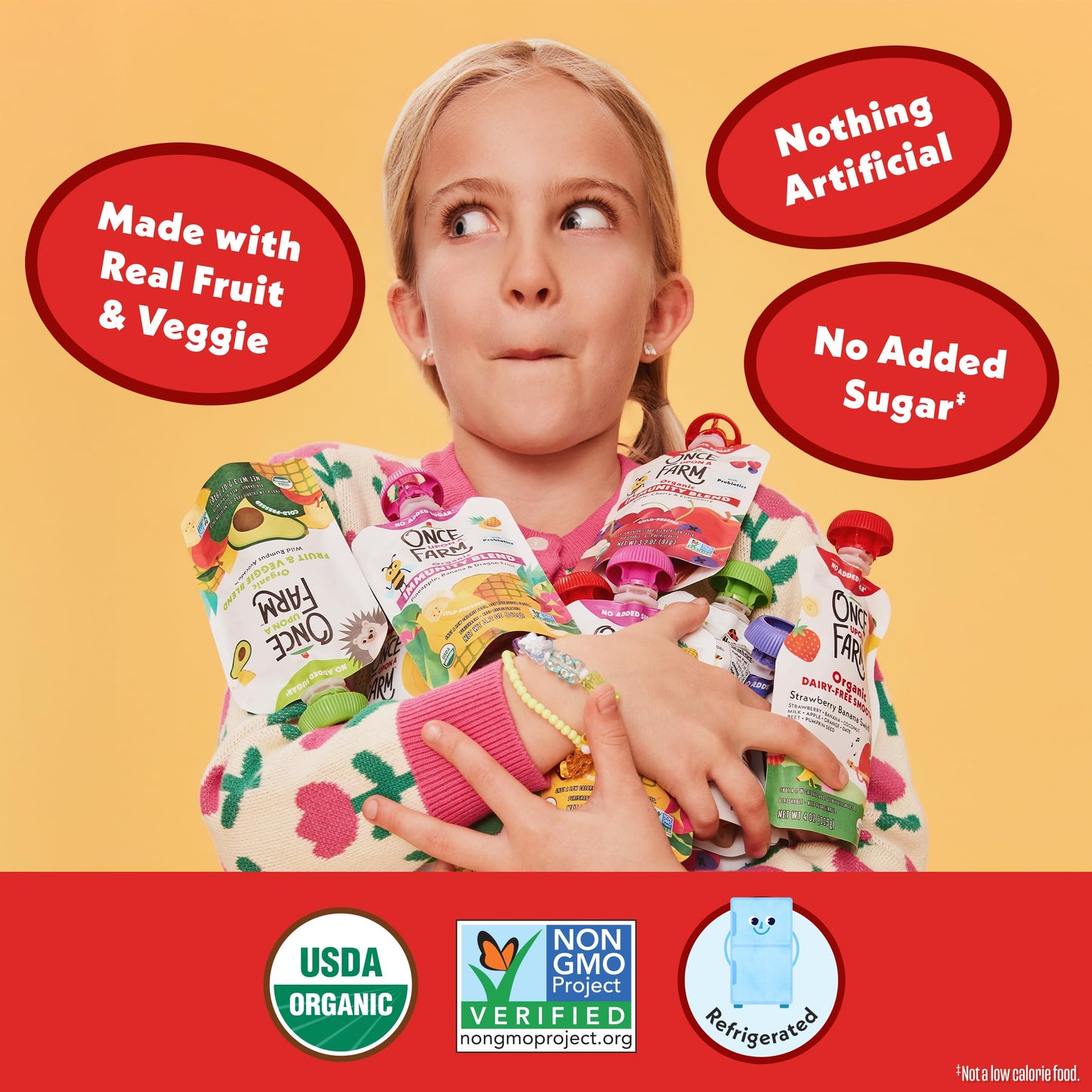 ONCE UPON A FARM Organic Strawberry Applesauce Multipack, 12.8 OZ