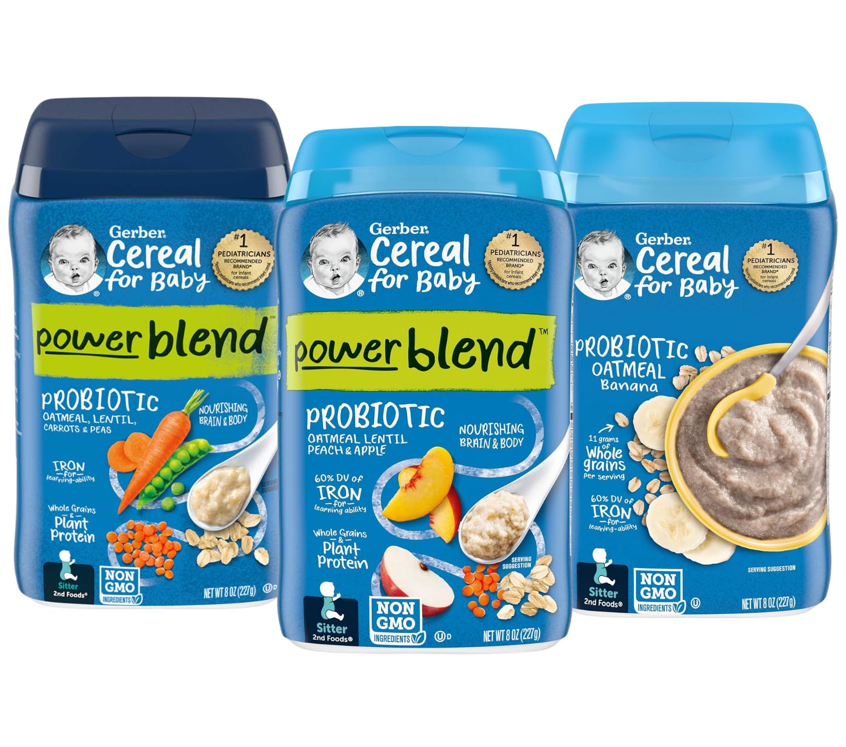 Gerber Probiotic Baby Cereal Variety Pack (8 Ounce (Pack Of 3), Variety Pack)