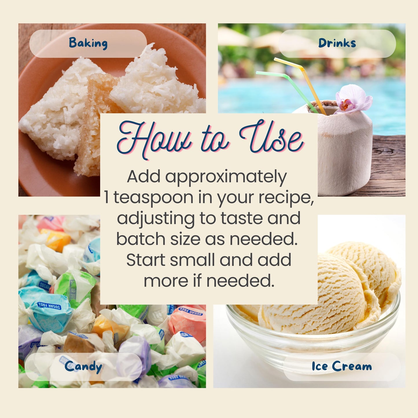 Natural Coconut Extract - 2 Oz - Water-Soluble - By Harvest Moon Delights - Coconut Extract For Baking, Ice Cream, Drinks, And C