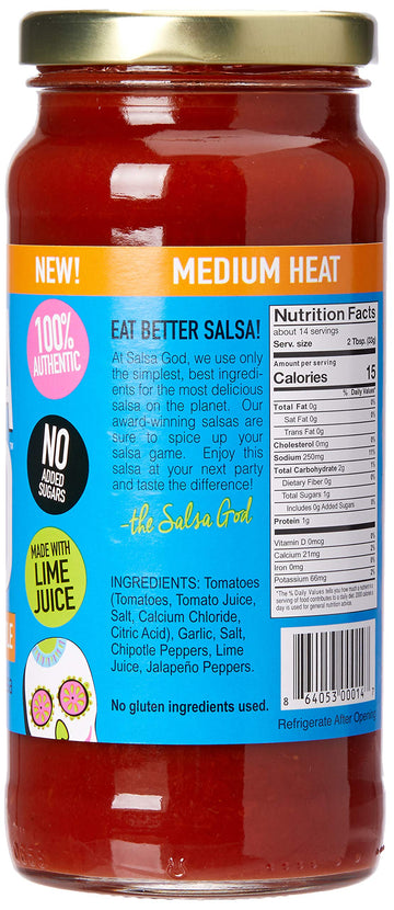 SALSA GOD Medium Smoky Garlic Chipotle Salsa, 16 OZ