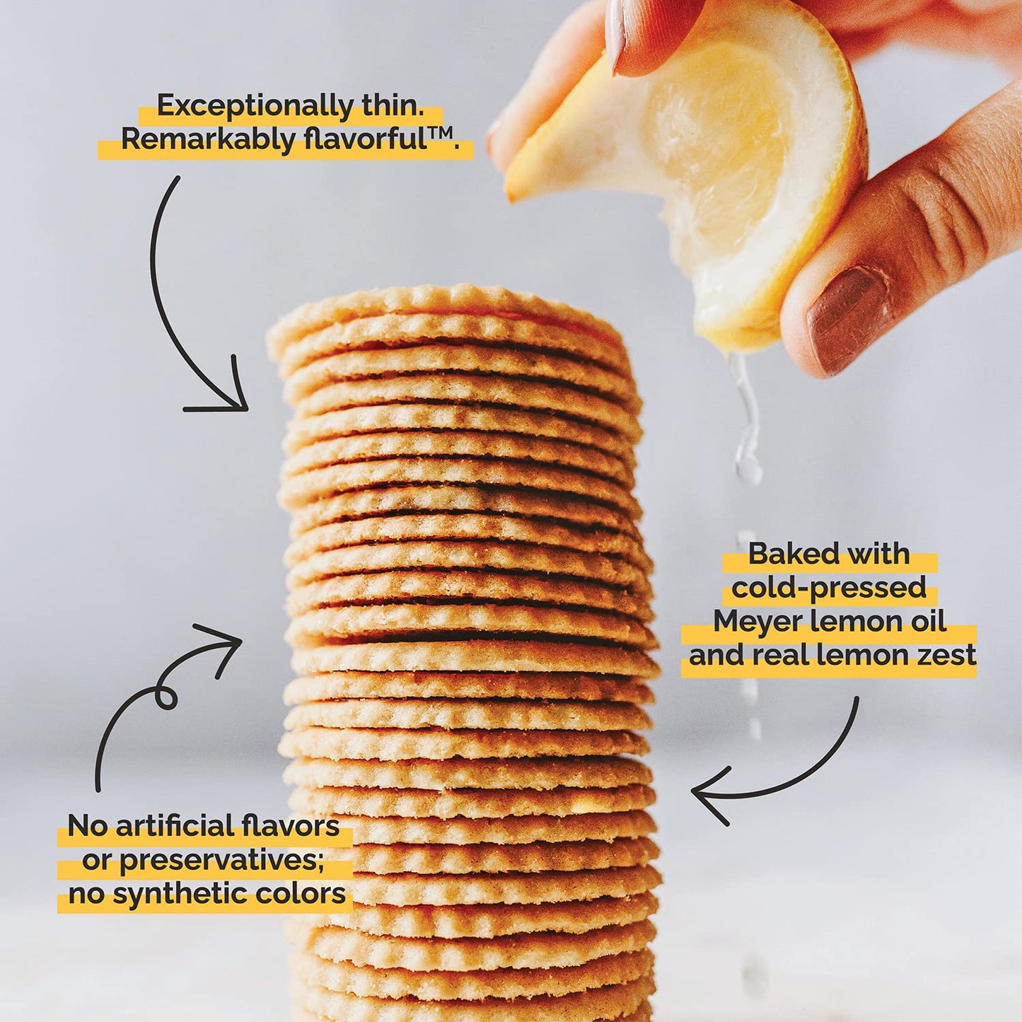 Dewey'S Bakery Meyer Lemon Cookie Thins | No Artificial Flavors, Synthetic Colors Or Preservatives | Baked In Small Batches | 9O