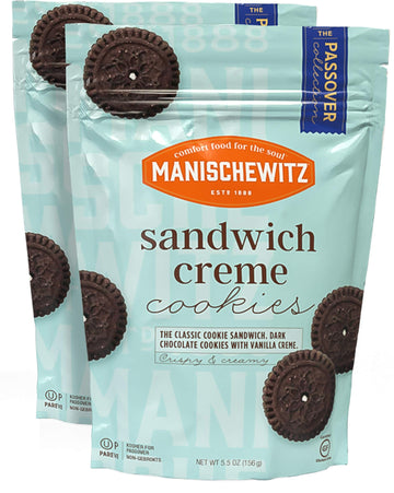 Manischewitz Grain Free Gluten Free Sandwich Cookies, 5.5oz (2 Pack) Dairy Free Creme Filled Duplex Cookies, Tastes Like The Rea