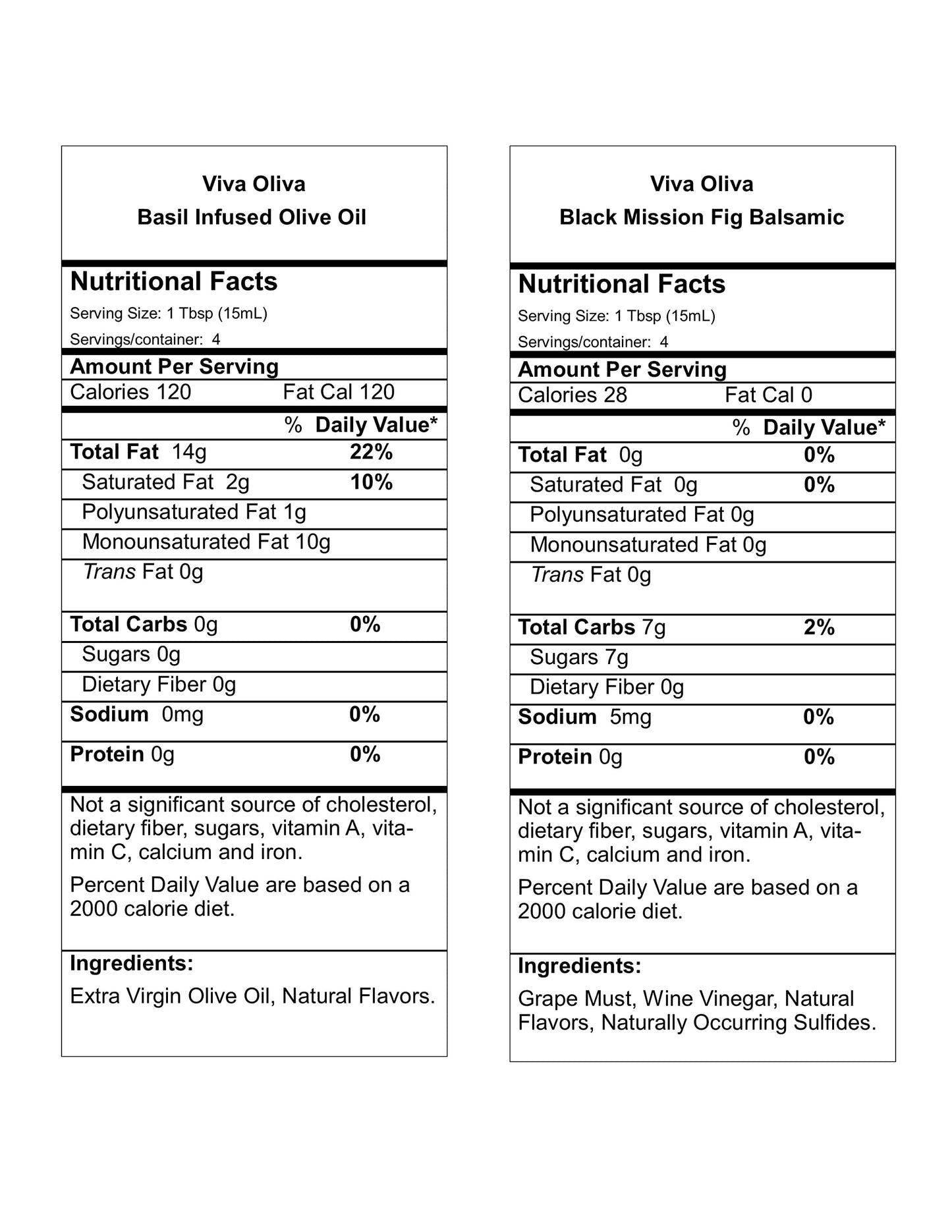 Viva Oliva Variety Gift Set - Basil Infused Olive Oil & Black Mission Fig Balsamic Vinegar - 2.02 Fl Oz (Pack of 2)