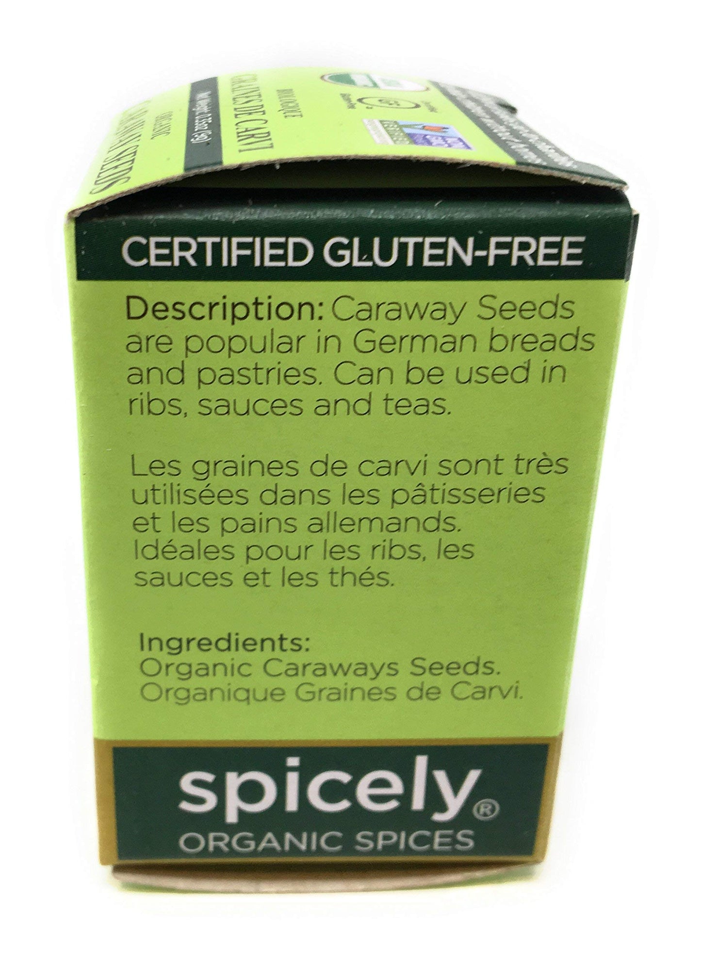 SPICELY Organic Caraway Seeds Whole, Certified Gluten Free, 0.35 Ounce ecoBox
