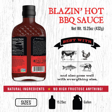 Rufus Teague - Blazin' Hot Bbq Sauce - Premium Barbecue Sauce - 15.25 Oz. Bottle