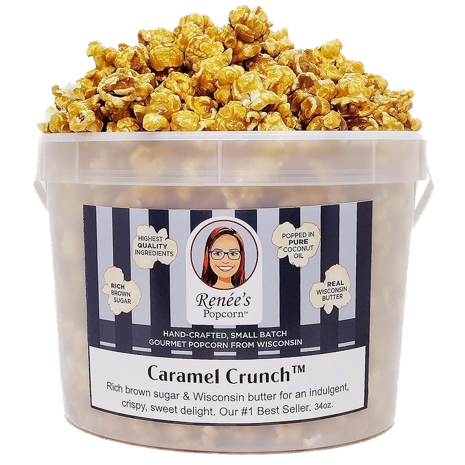 Ren  Es Caramel Crunch Gourmet Popcorn - Rich Brown Sugar, Wisconsin Butter- An Indulgent, Crispy, Sweet Popped Fresh, Handmade