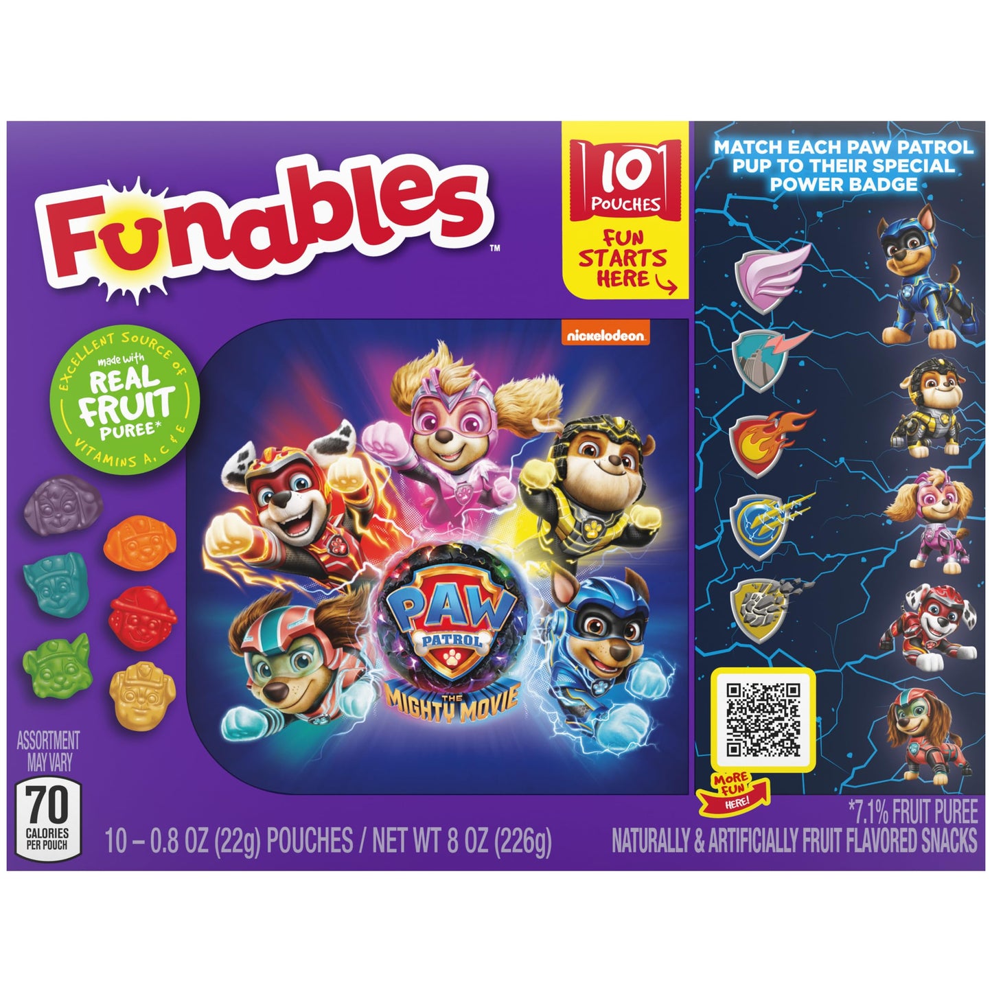 Funables Fruity Snacks, Paw Patrol, Assorted Fruit, Flavored Snacks, Halloween Candy Variety Pack Trick-Or-Treat Assortment, 0.8