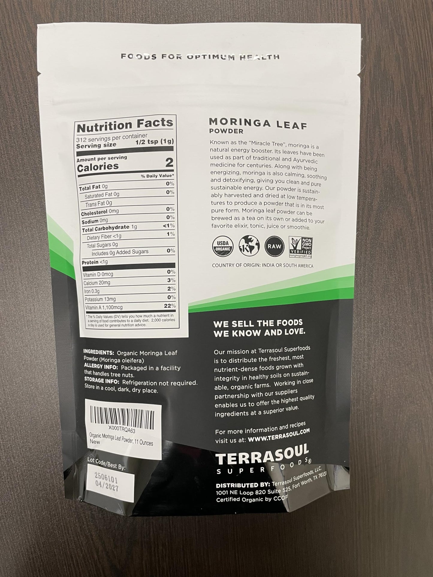 Terrasoul Superfoods Organic Moringa Powder - 11 Oz, Detox, Antioxidants, Immunity Boosting