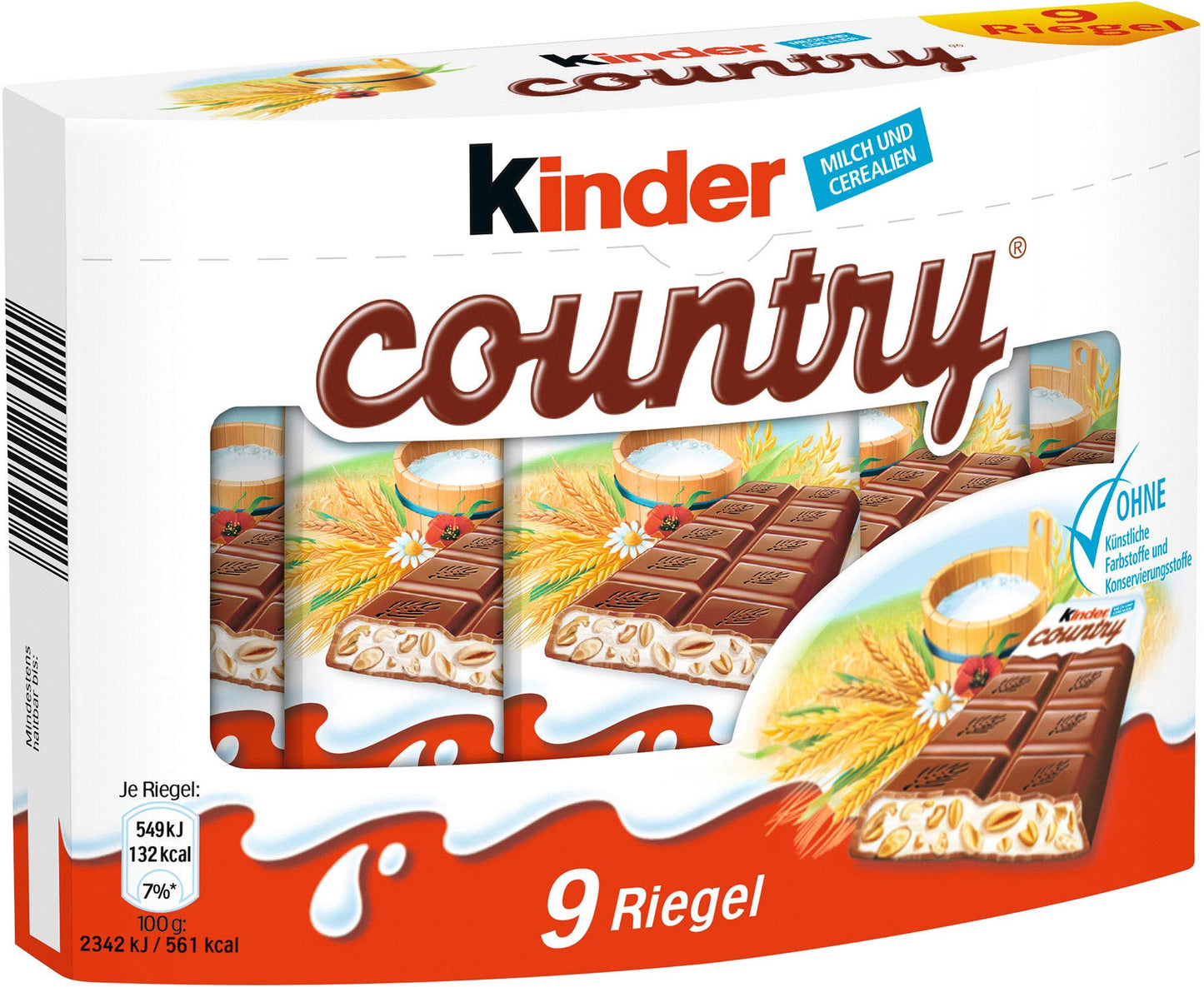Kinder Country Milk Chocolate With Rich Milk Filling (9'S), 211.5Grams