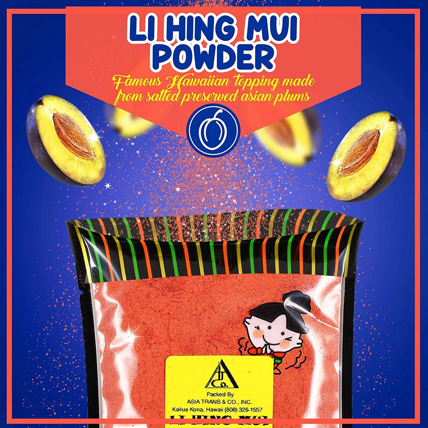Asia Trans & Co. Li Hing Mui   Seed Plum Powder - Sweet, Sour & Salty Dried Umeboshi Topping, 2 Pack, 5 oz