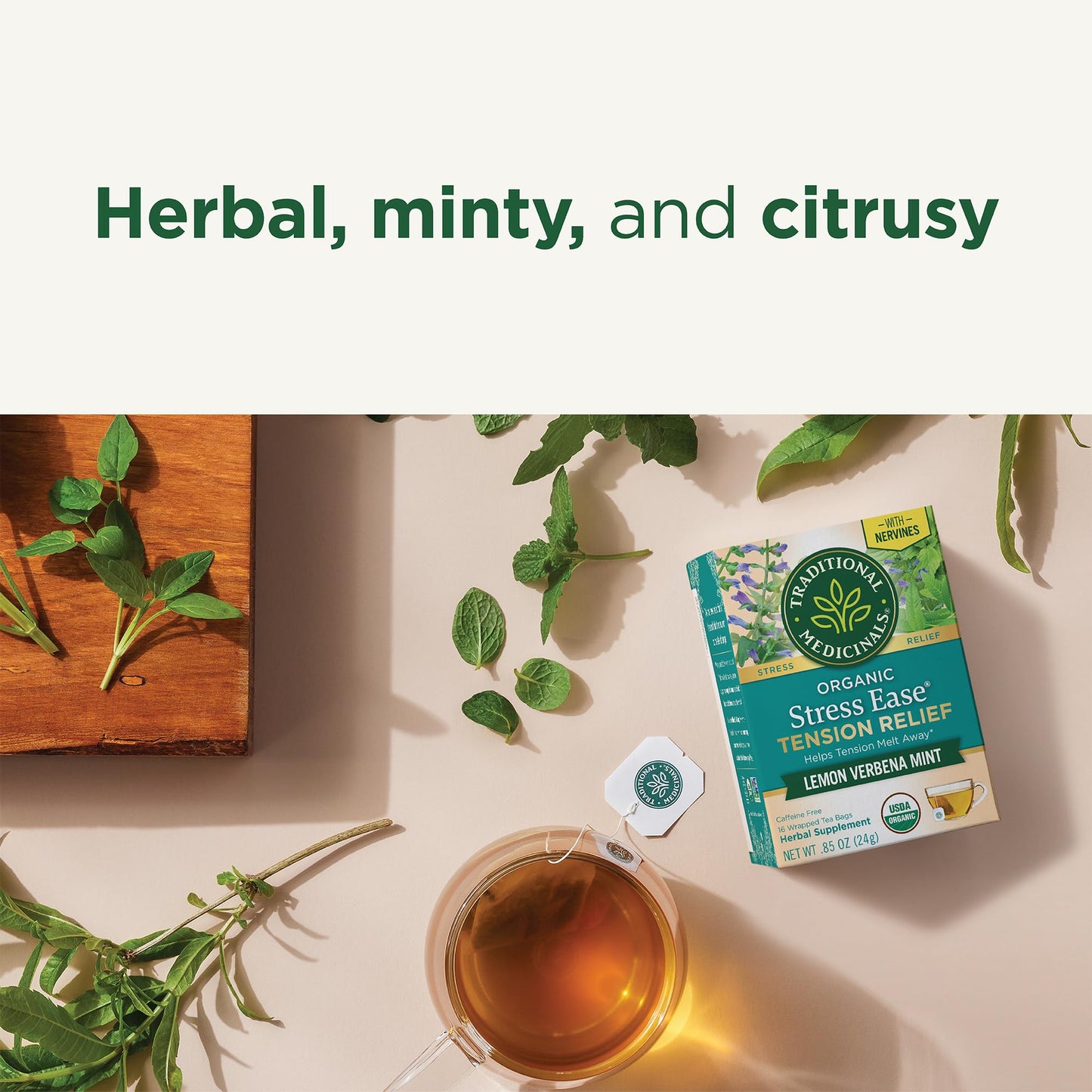 Traditional Medicinals Organic Stress Ease Tea, 96 Tea Bags (6 Pack), Relieves Tension, Promotes Relaxation