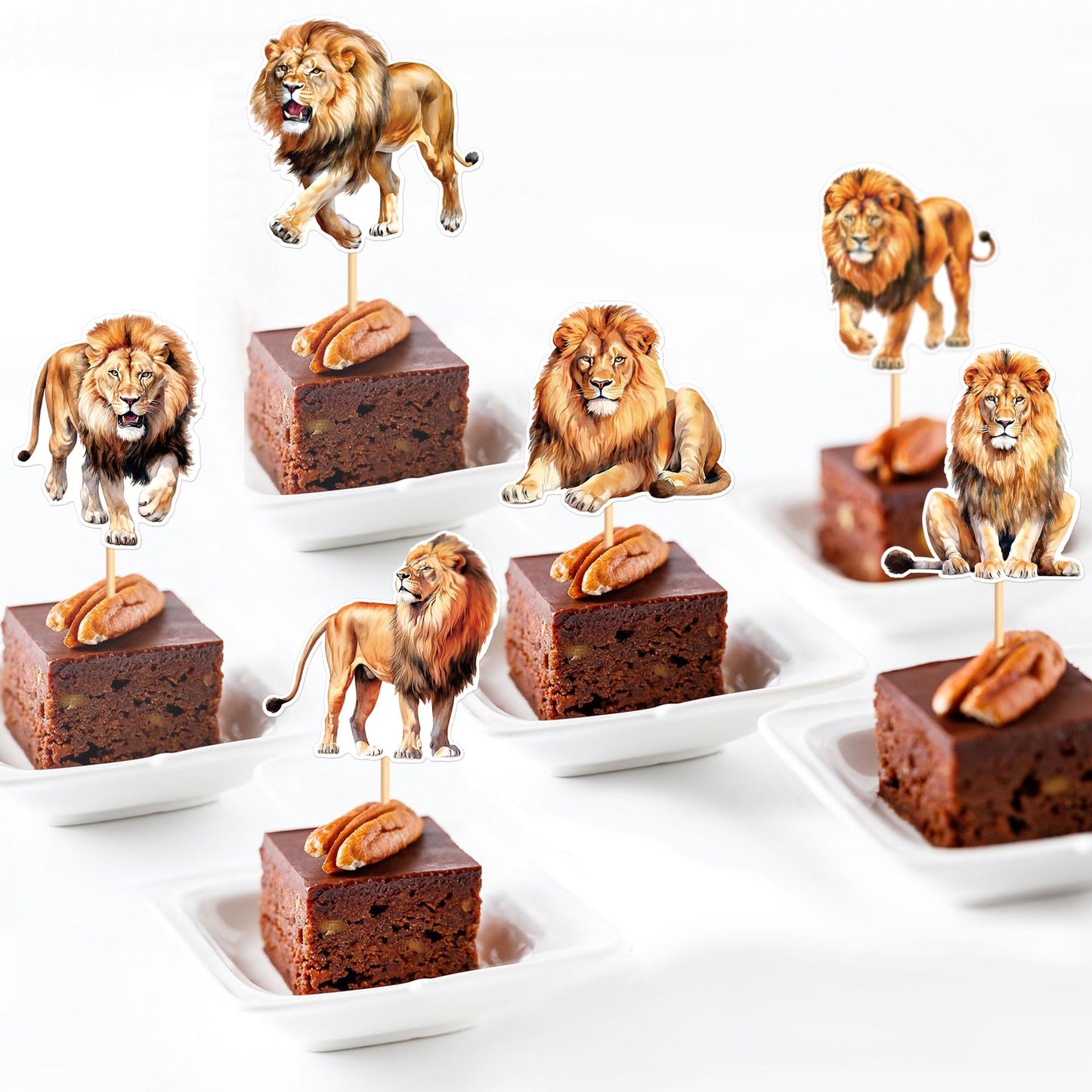 Ercadio 24 Pack Lion Cupcake Toppers Lion Cupcake Picks Animal Cupcake Picks Lion Birthday Cupcake Decorations For Baby Shower B