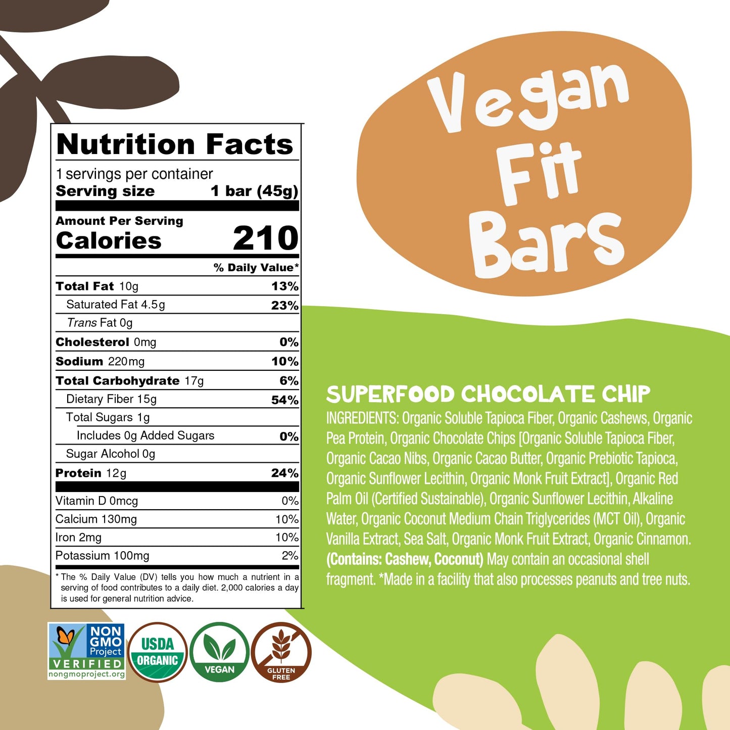 BHU Fit Protein Bars, USDA Organic Vegan Bar, Low Sugar Plant Based Keto Bars, Gluten Free Snacks Individually Wrapped, Low Carb
