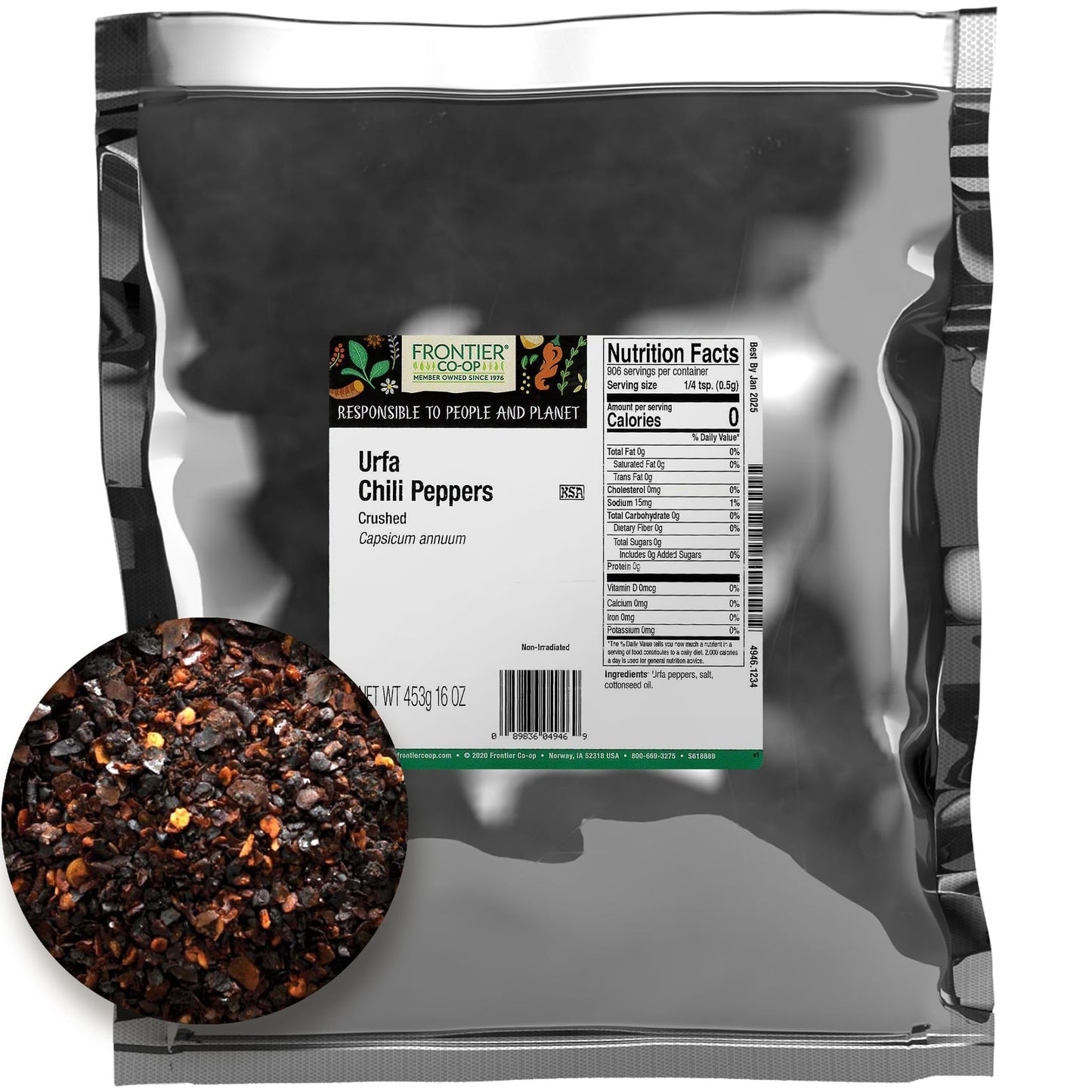 Frontier Bulk Urfa Chili Peppers, Crushed, 1 Pound