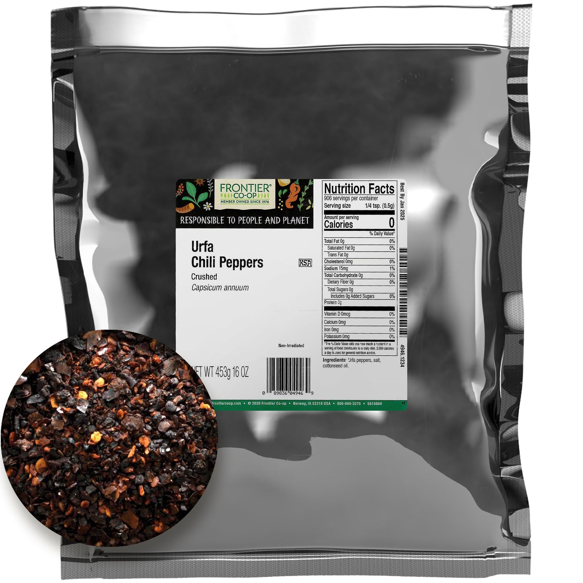 Frontier Bulk Urfa Chili Peppers, Crushed, 1 Pound