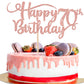 Rsstarxi 70th Birthday Cake Topper, Rose Gold Glitter, Paper Decoration, Model XM042