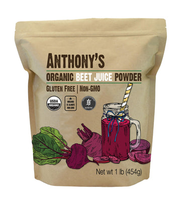Anthonys Organic Beet Root Juice Powder, 1 lb, Gluten Free, Non GMO, Vegan Friendly