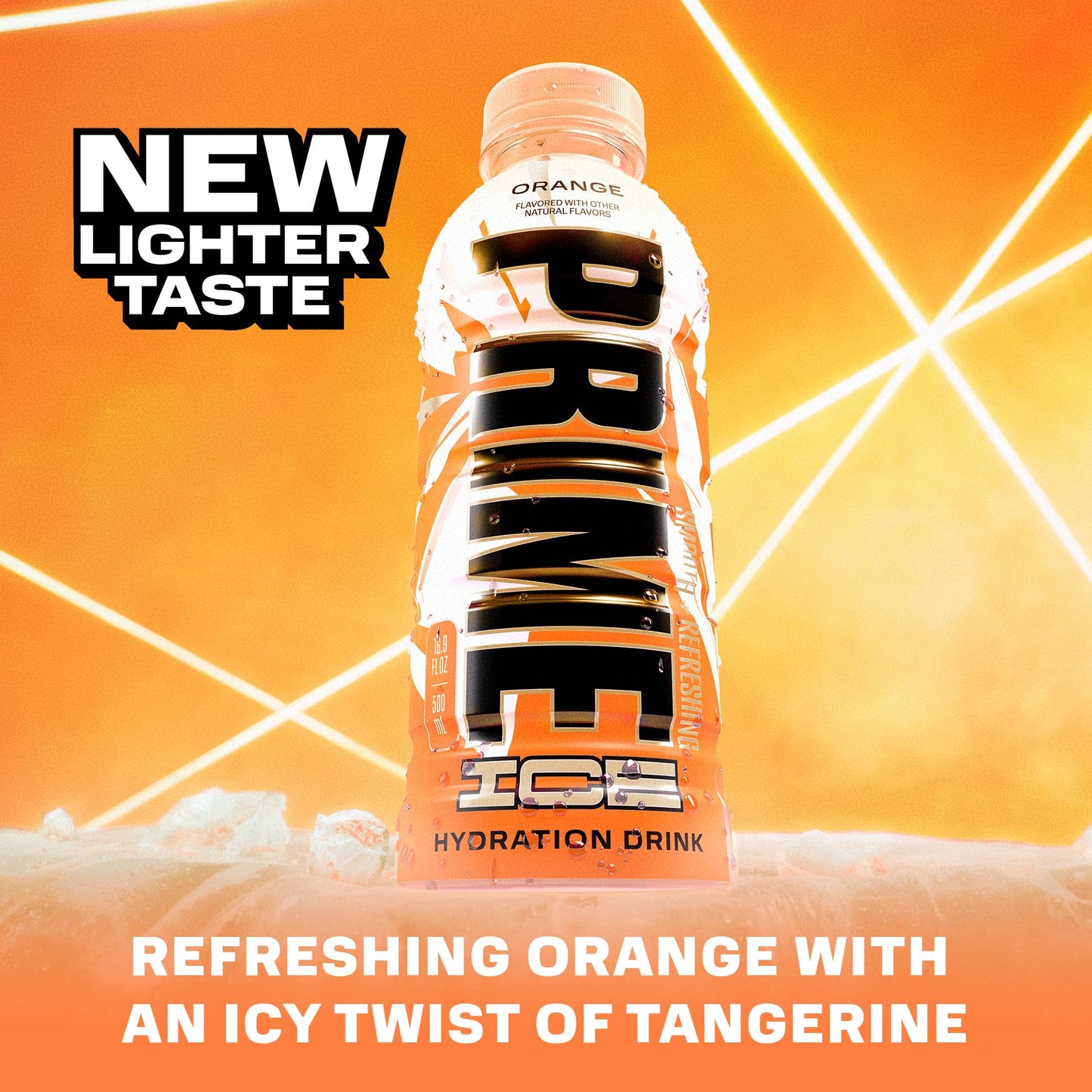 PRIME Hydration ICE ORANGE  Sports Drinks  Electrolyte Enhanced for Ultimate Hydration  250mg BCAAs  B Vitamins  Antioxidants  Low Sugar  16.9 Fl Oz  12 Pack