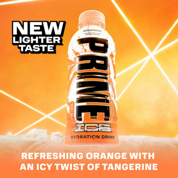 PRIME Hydration ICE ORANGE  Sports Drinks  Electrolyte Enhanced for Ultimate Hydration  250mg BCAAs  B Vitamins  Antioxidants  Low Sugar  16.9 Fl Oz  12 Pack