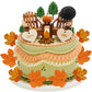 Qunclay 27 Pcs Adirondack Miniature Chair Cake Topper Set, Wood-toned/Autumn-leaf Red, Fall Theme Decorations for Weddings & Parties