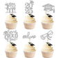 YCTHUNFISH Graduation Cupcake Toppers 24 Pack Glitter Grad Cap Picks Small Silver