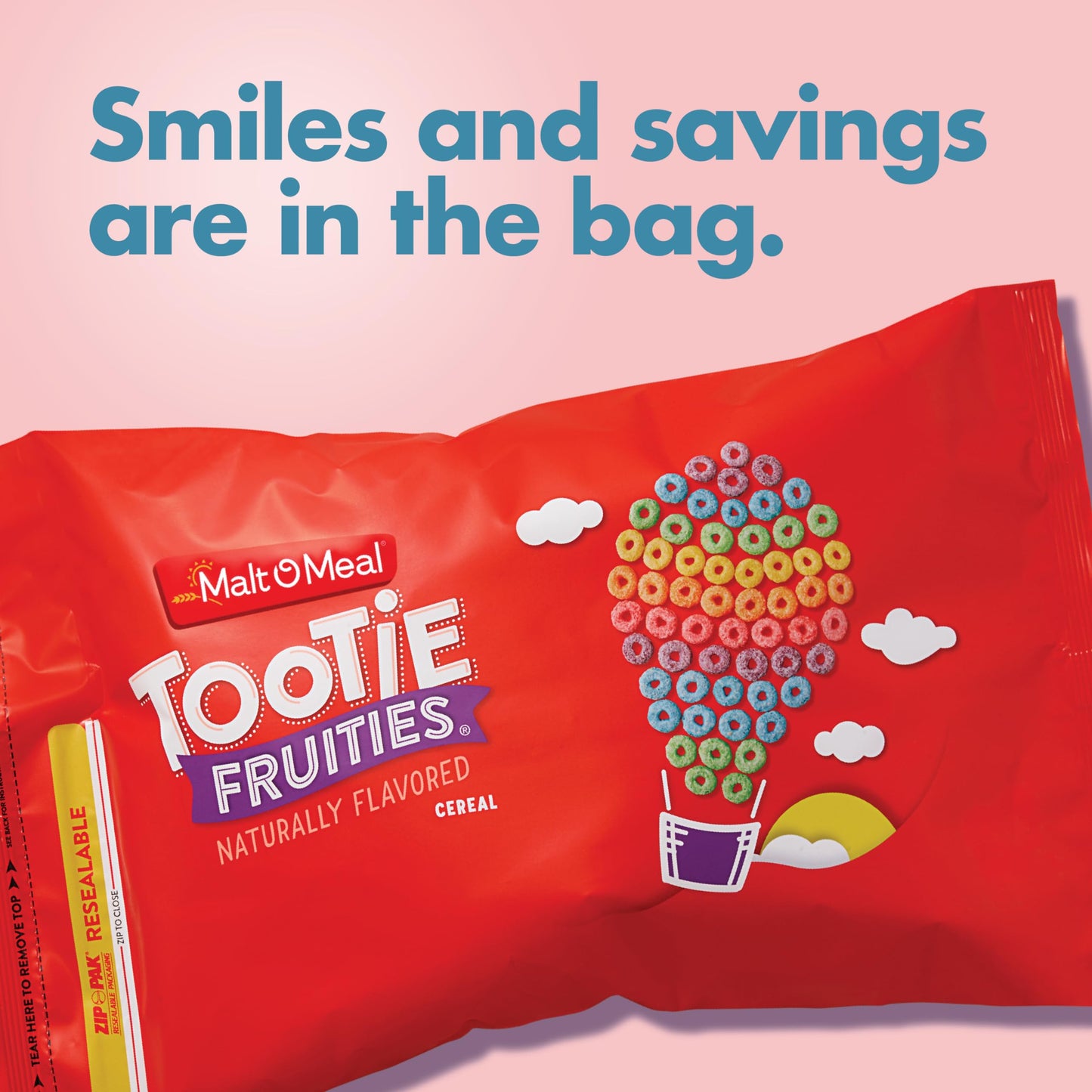 Malt-O-Meal Tootie Fruities Breakfast Cereal, Colorful and Fruity Cereal for the Family, Family Cereal Size, 50 OZ Resealable Ce