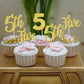 24 Pcs 5Th Birthday Cupcake Toppers Glitter Five Cupcake Picks Number 5 Birthday Cupcake Decorations For Baby Shower Kids 5Th Bi