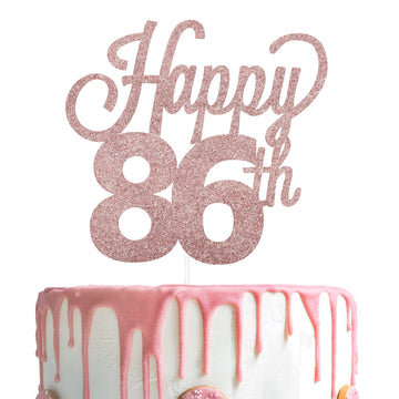 Lingteer Happy 86Th Birthday Cake Topper - Cheers To 86Th Birthday 86 Years Old Birthday Party Cake Decorations Sign.