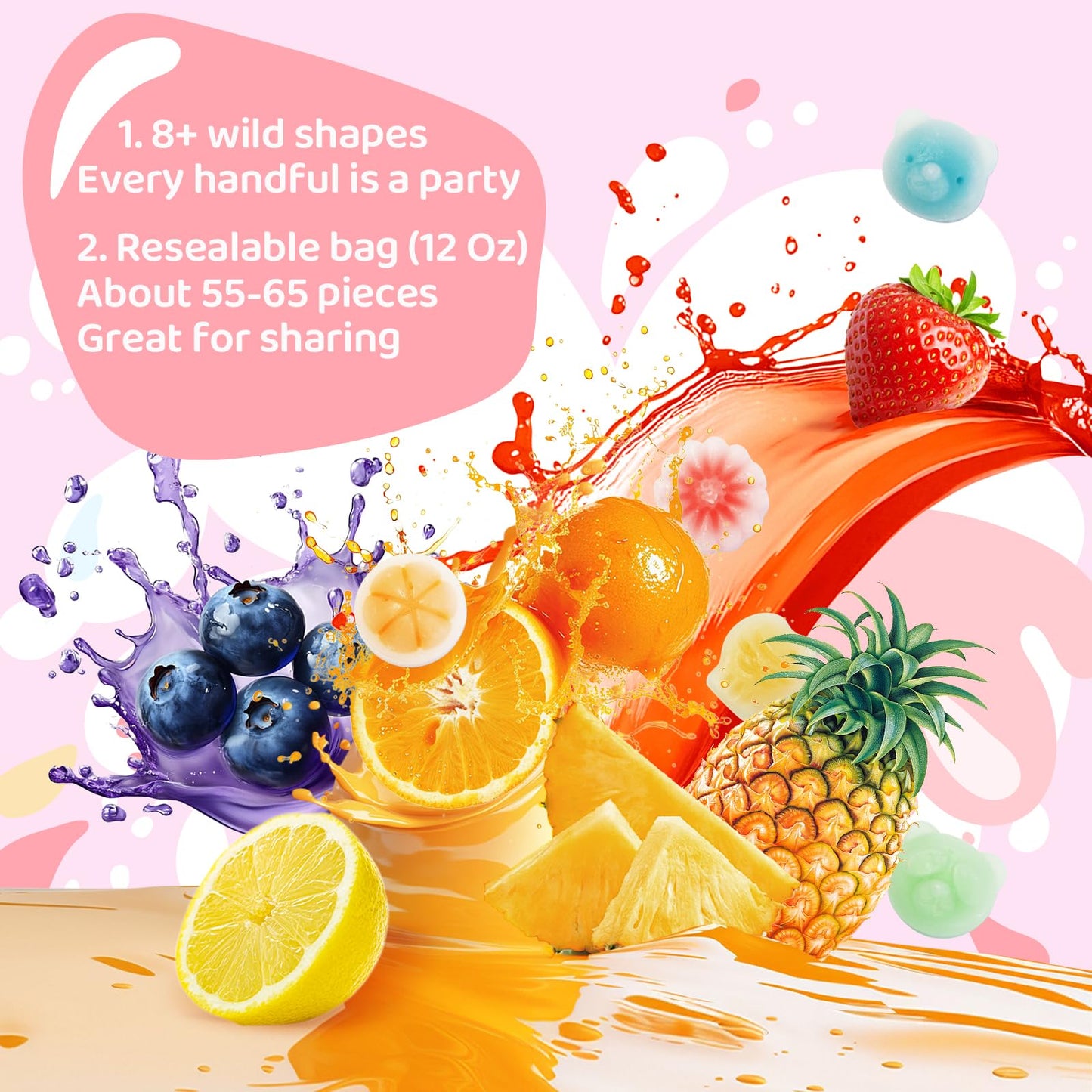 Gummy Glow Wax Candy 12oz Bulk Pack  Retro Chewy Wax Candies for Old School Candy Lovers with 55-65 Pieces & 5 Flavors  Nostalgic Sweet