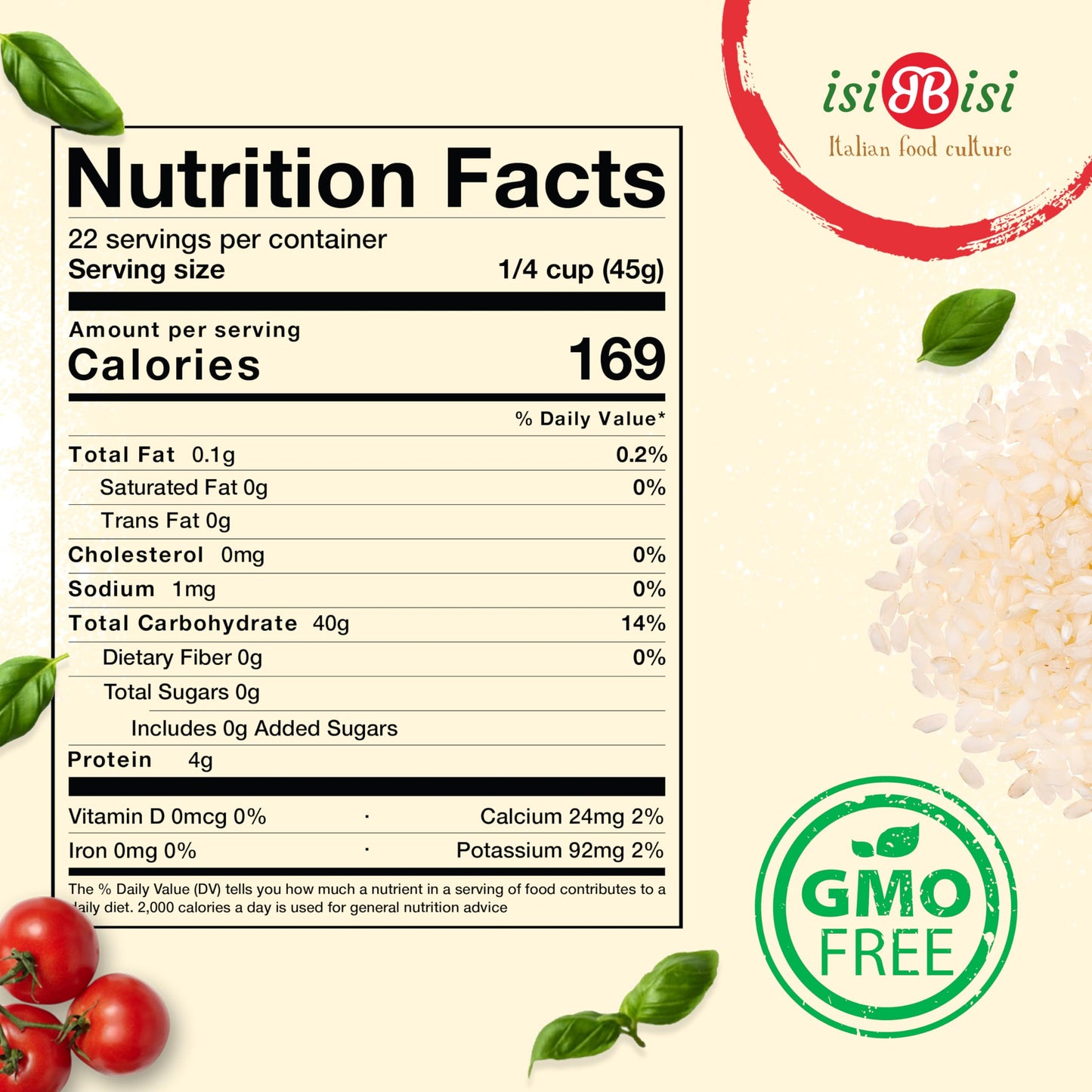 isiBisi Gluten Free Carnaroli Rice for Risotto – 2.2 LB Vacuum-Sealed Italian Long Grain Rice