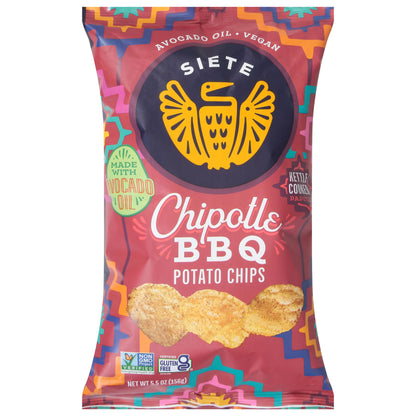 Siete Family Foods Chipotle BBQ Potato Chips, 5.5 oz Bag