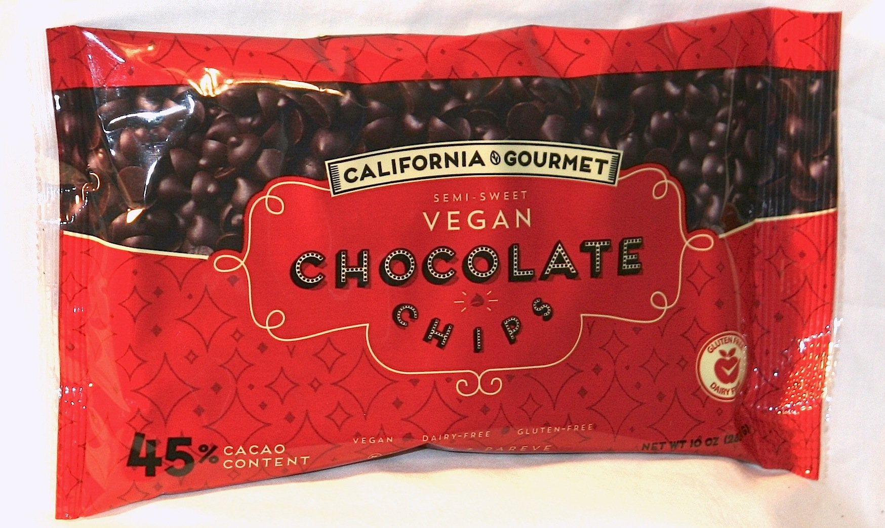 45% Cocoa Vegan Chocolate Chips Dairy Free Kosher Gluten Free Nut Free 9 oz. bags (12 Pack)