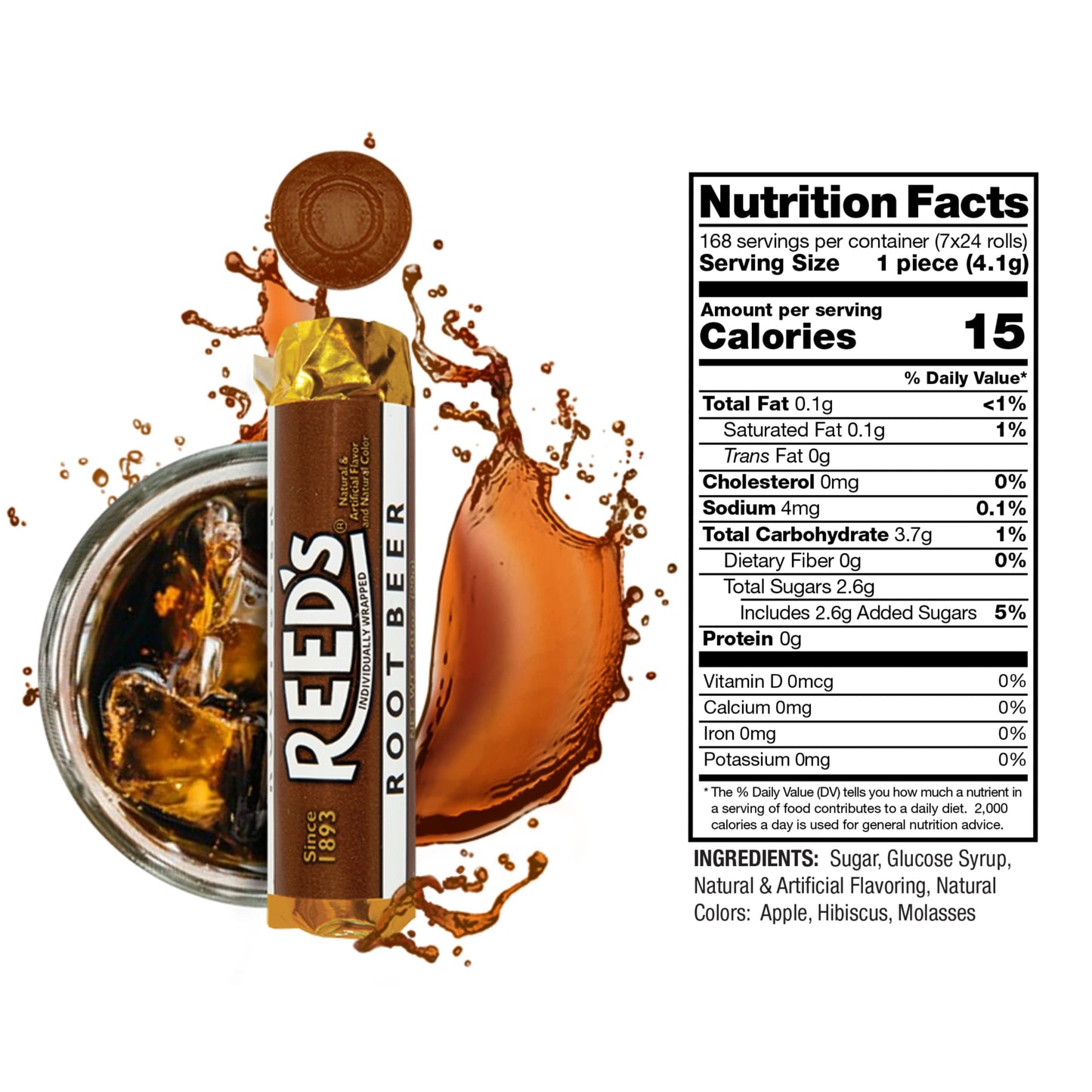 Reeds Candy Rolls - Butterscotch, Cinnamon, Root malt-inspired - Pack of 6 (1.76oz) - Traditional Hard Candy
