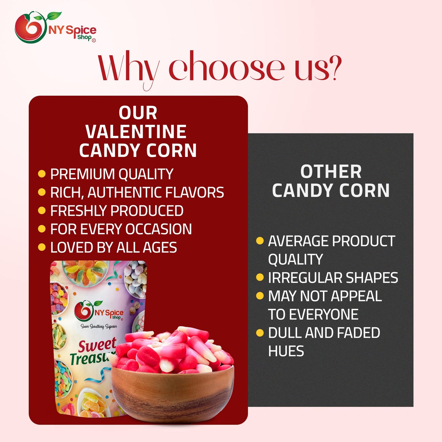 NY Spice Shop Valentine Gummy Candy Corn - 1 Pound Candy Corn Bulk for Valentines Gift Basket - Candycorn Gummies Snacks - Candy