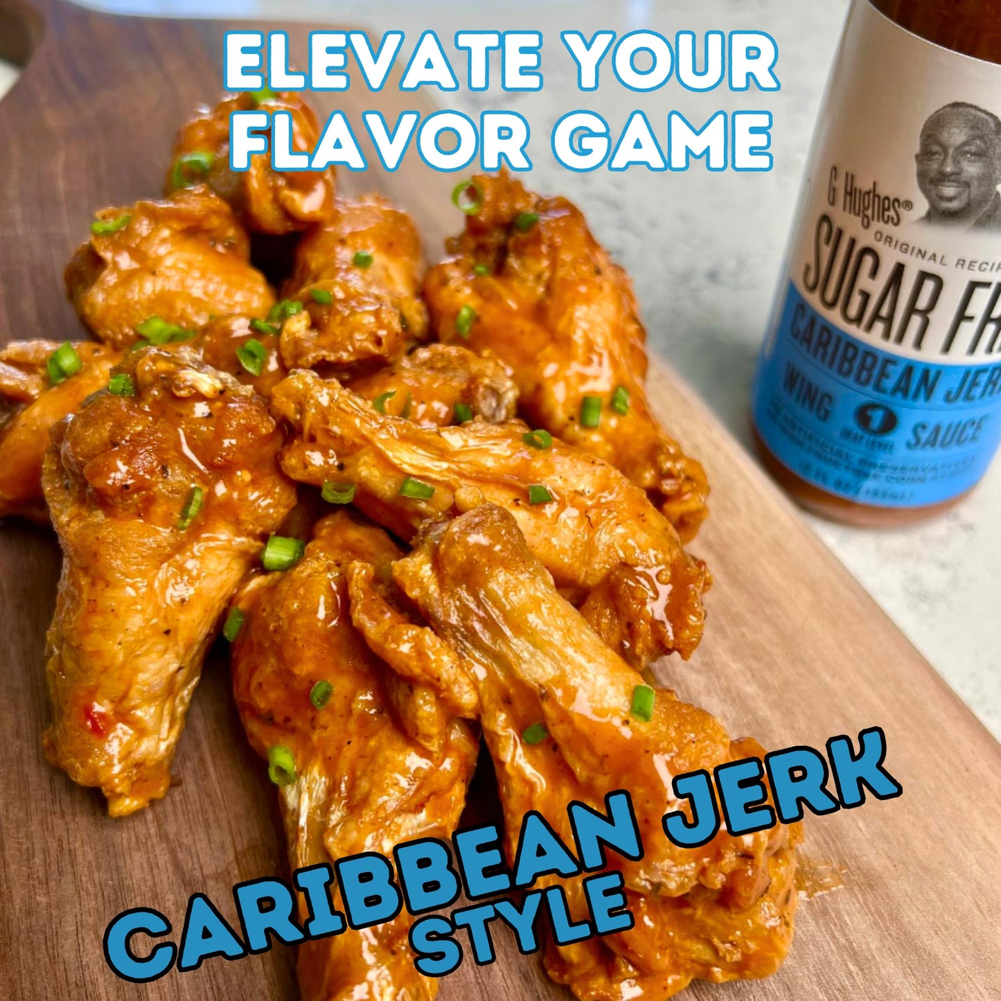 G Hughes Sugar Free, Caribbean Jerk Wing Sauce - Caribean Jerk Sauce, Jerk Marinade, Gluten Free Wing Sauce, Sugar Free BBQ Sauc