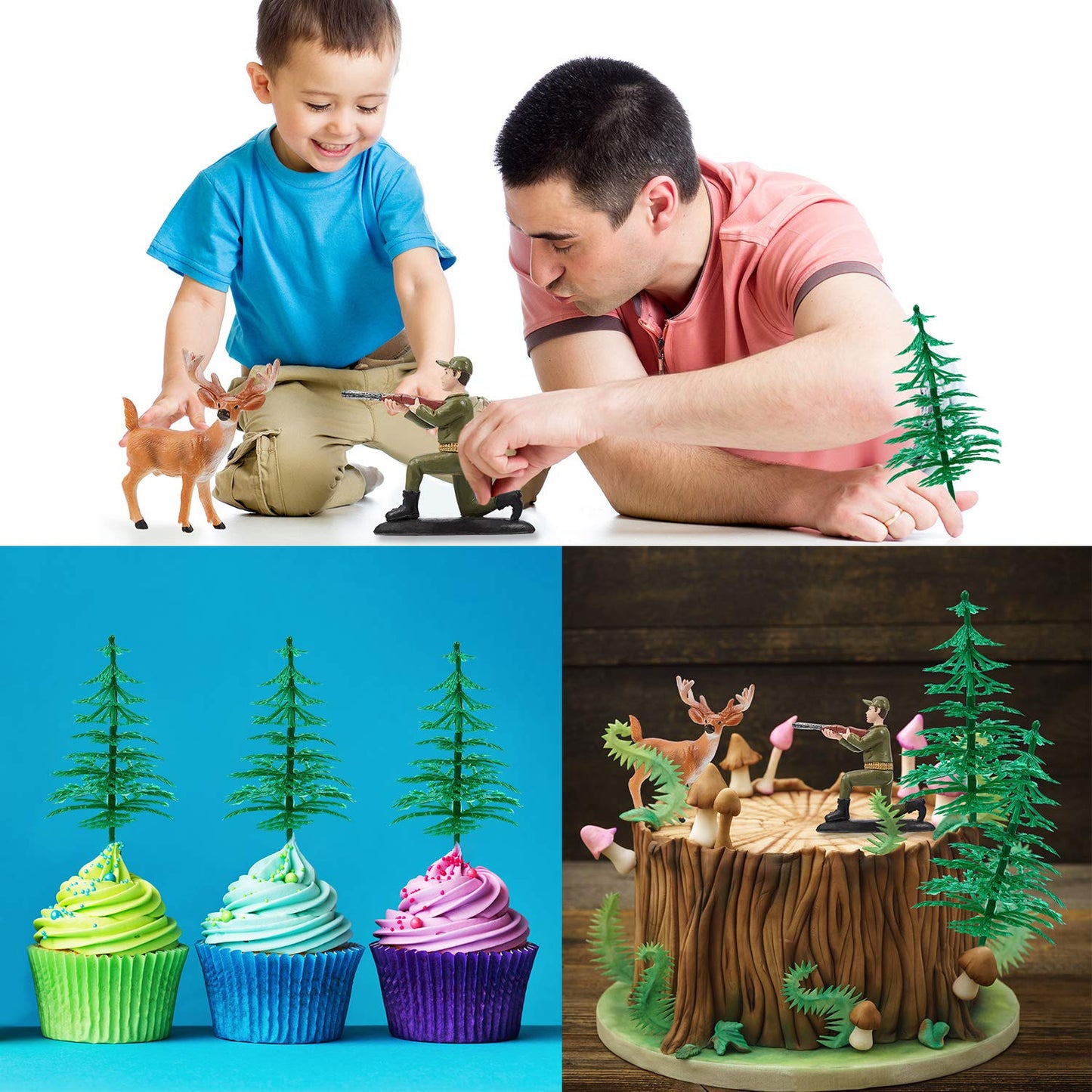 17 Pieces Deer Hunting Cake Topper Christmas Tree Cake Decorations Deer Hunting Theme Cake Topper For Birthday Party Deer Huntin