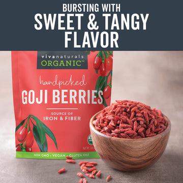 Viva Naturals Organic Dried Goji Berries, 16 Oz (1 Lb) Non-Gmo And Vegan Wolfberries, Perfect For Baking, Smoothies, Teas And Sn