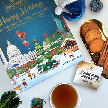 Brewix, Tea Advent Calendar 2024 | 24 Loose Leaf Teas - Luxury Gift Box | Selection Of 24 Delightful Black/Green Teas And Infusi