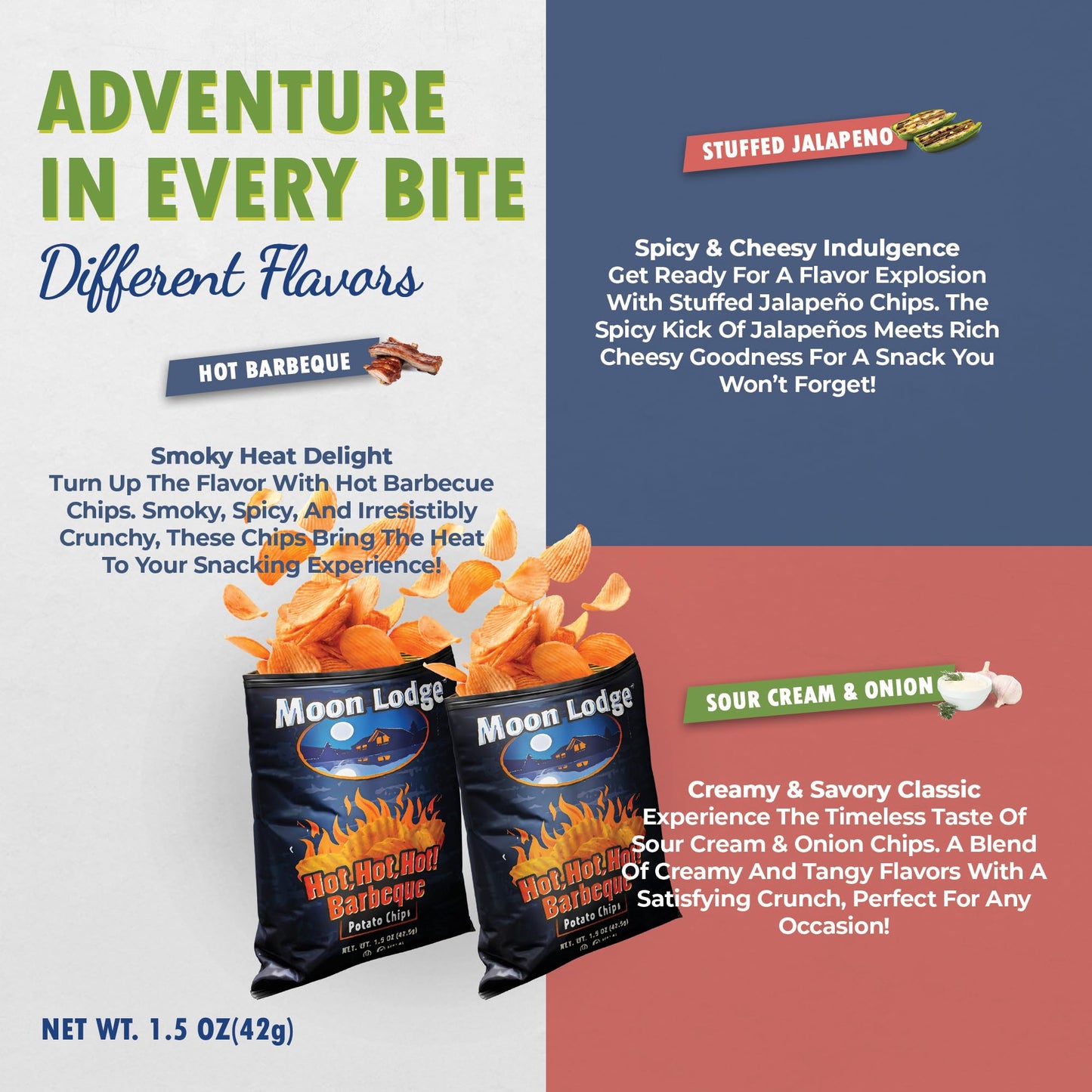 BraveGoods Hot Barbeque Potato Chips – Kosher & Halal Snacks, Pack of 21, 1.5 Oz Each, Perfect for Parties & Movie Nights