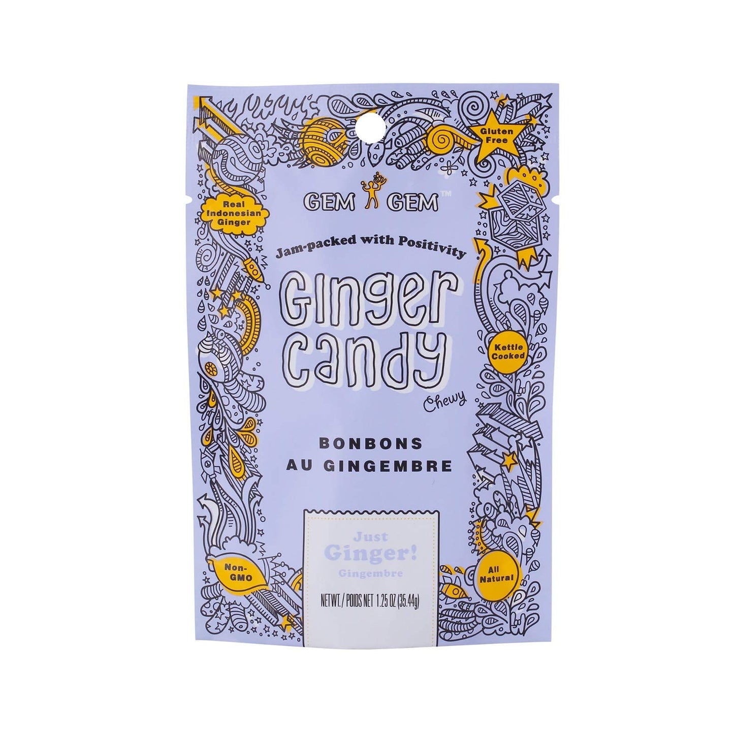 Gem Gem Ginger Candy Chewy Ginger Chews (Original, 1.25Oz Tasting Samples)