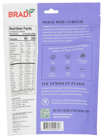 Brad'S Raw Organic Sea Salt Veggie Keto Crisp, 4 Oz