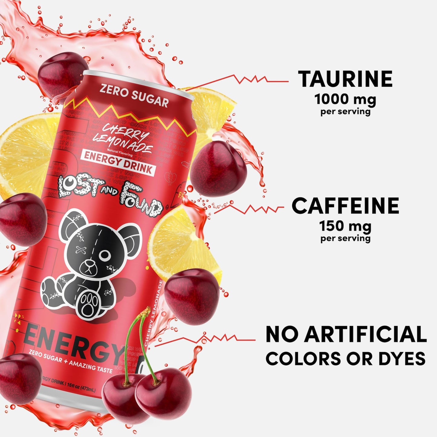 Lost and Found Energy Drink - Sugar Free, No Artificial Flavors, 150mg Caffeine - 16oz, 12-Pack, Orange Splash